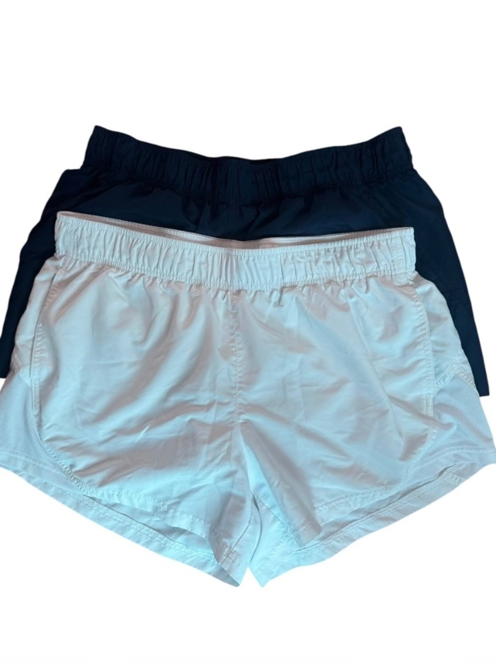 Women's Athletic Shorts 2-Pack White and blue Elastic Waist Activewear
